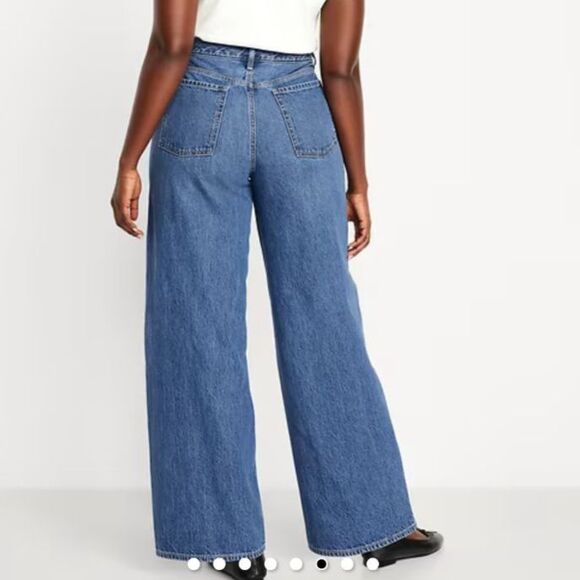 Old Navy Mid-Rise The Slouchy Wide Leg Jeans Women’s Relaxed Size 16 - Picture 2 of 11